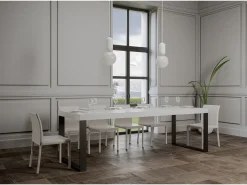 Mesa extensible 120/380x90 cm Tecno Premium fresno blanco con patas antracita