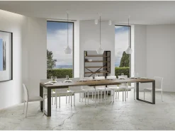 Mesa extensible 180/440x90 cm Tecno Evolution nogal estructura et patas antracita
