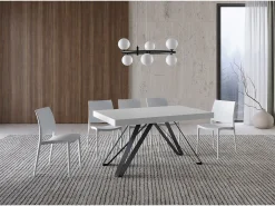 Mesa extensible 160/420X90 cm Terium efecto madera fresno blanco patas antracita
