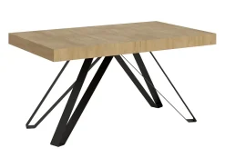Mesa extensible 160/264x90 cm Terium efecto madera roble natural patas antracita