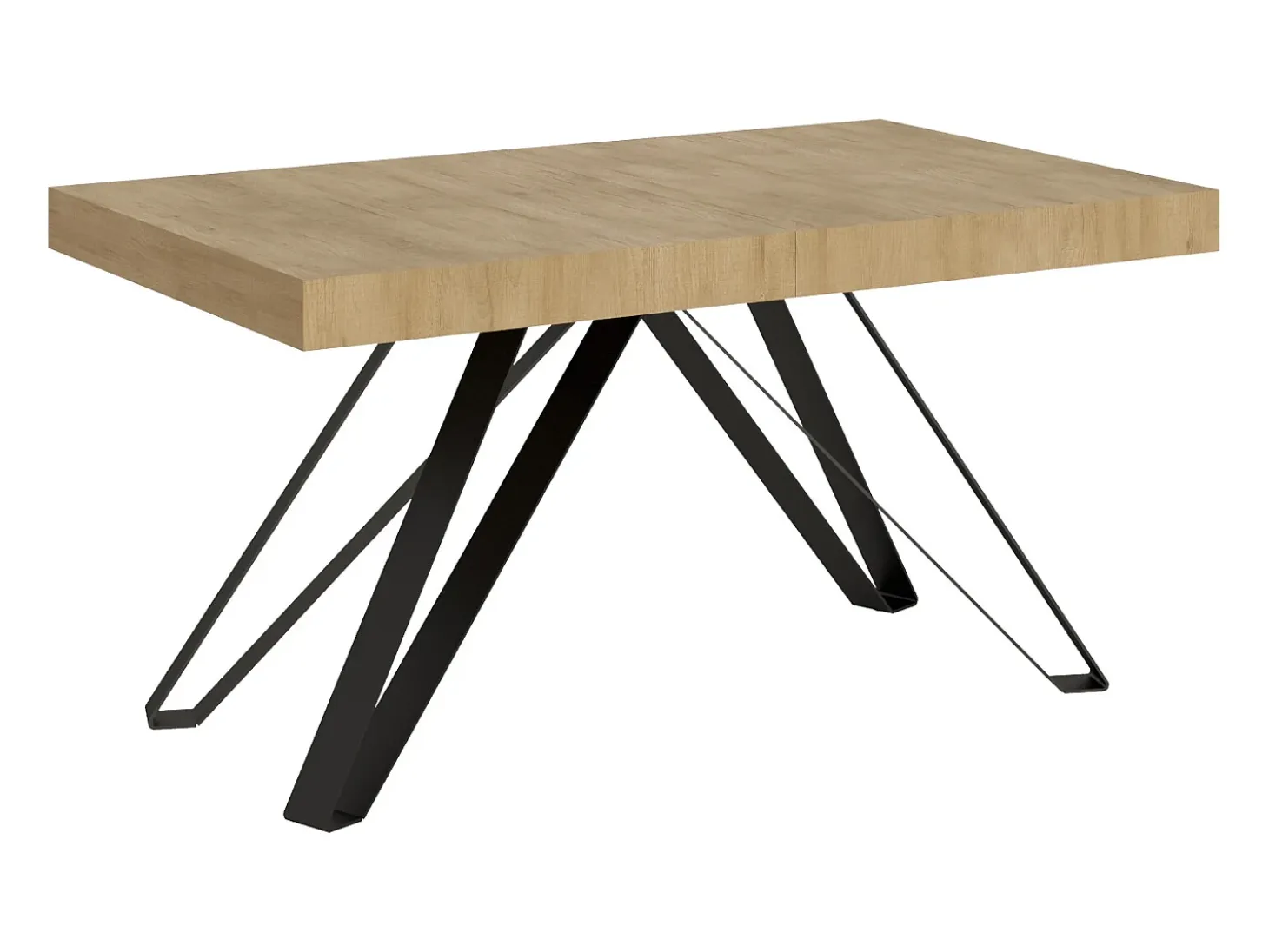 Mesa extensible 160/264x90 cm Terium efecto madera roble natural patas antracita