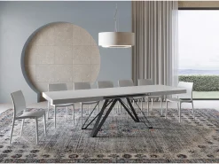 Mesa extensible 180/284x90 cm Terium efecto madera fresno blanco patas antracita