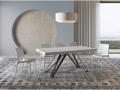 Mesa extensible 180/284x90 cm Terium efecto madera fresno blanco patas antracita