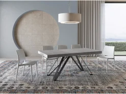 Mesa extensible 180/440x90 cm Terium efecto cemento patas antracita