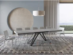 Mesa extensible 180/440x90 cm Terium efecto cemento patas antracita