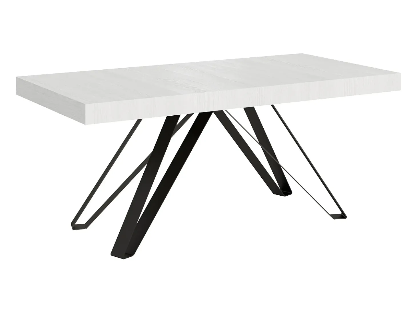 Mesa extensible 200/304x90 cm Terium efecto madera fresno blanco patas antracita