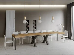 Mesa extensible 90x180/440 cm Traffic Roble Natural estructura Antracita