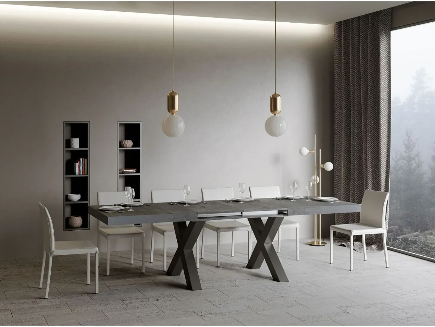 Mesa extensible 90x160/264 cm Traffic Cemento estructura Antracita