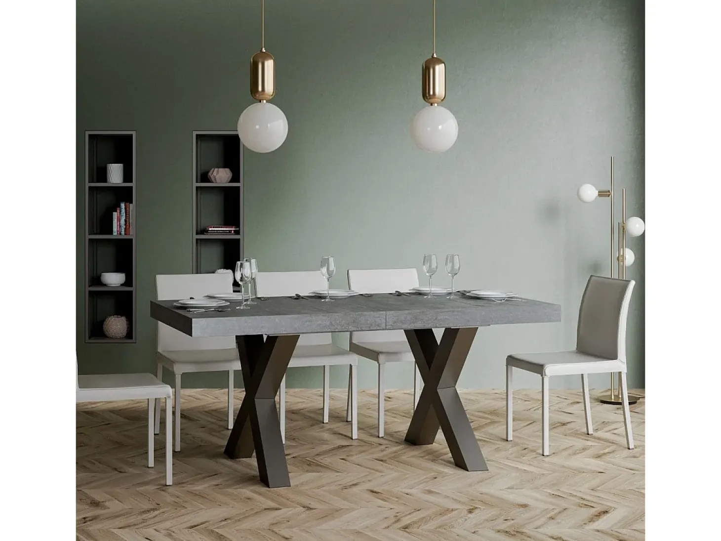 Mesa extensible 90x160/264 cm Traffic Cemento estructura Antracita