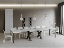 Mesa extensible 90x160/420 cm Traffic Fresno Blanco estructura Antracita