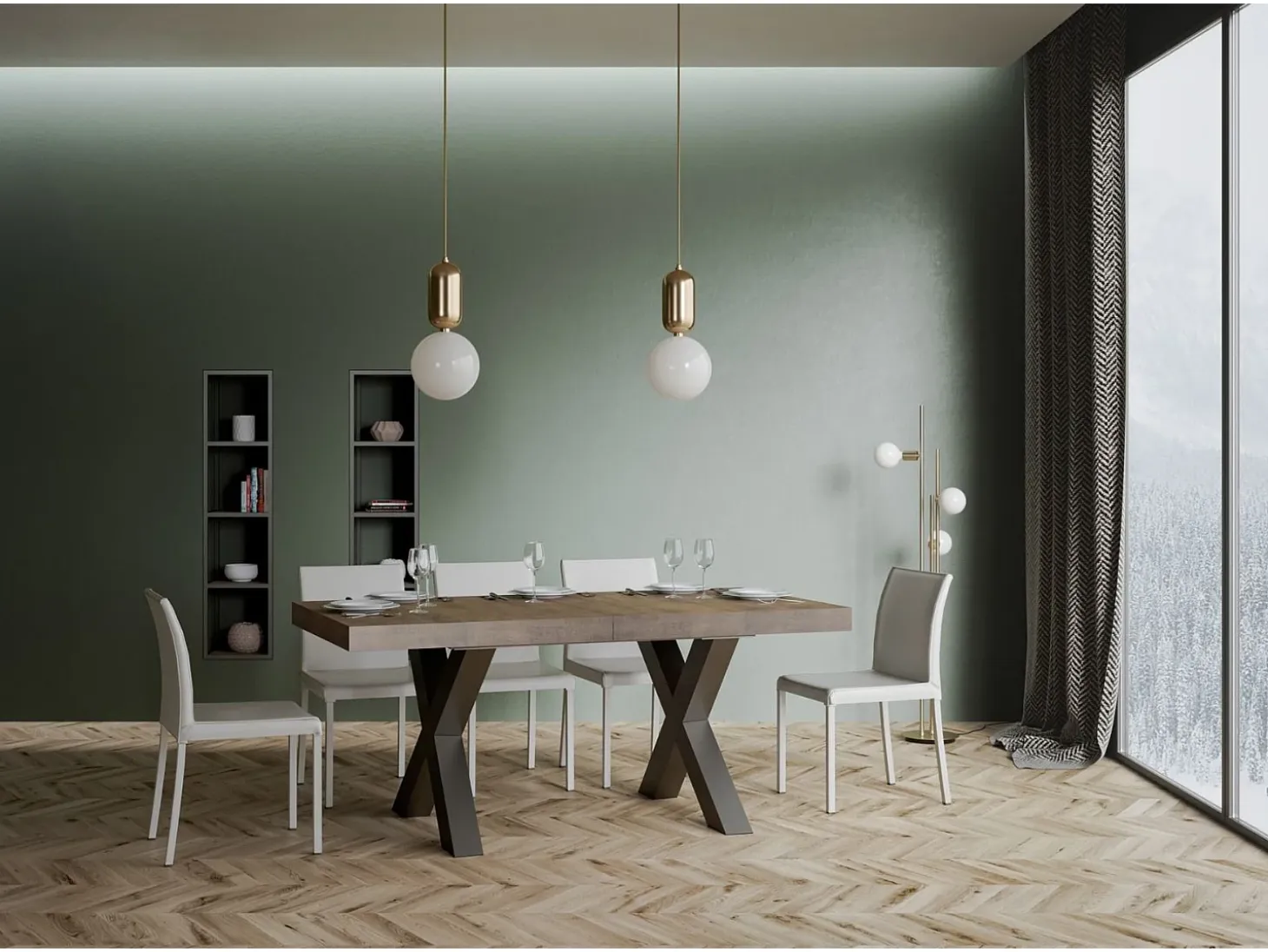Mesa extensible 90x160/264 cm Traffic Nogal estructura Antracita