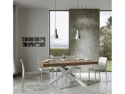 Mesa extensible 90x160/264 cm Volantis Premium Roble Natural estructura blanco