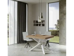 Mesa extensible 130/390x90 cm Volantis roble natural patas blancas