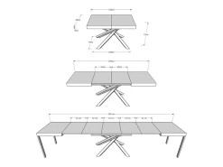 Mesa extensible 140/400x90 cm Volantis fresno blanco patas multicolor 4/A
