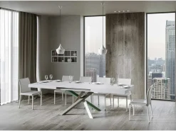 Mesa extensible 140/400x90 cm Volantis fresno blanco patas multicolor 4/A