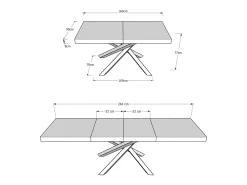Mesa extensible 90x160/264 cm Volantis Premium cachemira patas antracita