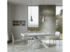 Mesa extensible 90x200/304 cm Volantis Premium Fresno Blanco estructura blanco