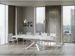 Mesa extensible 90x200/304 cm Volantis Premium Fresno Blanco estructura blanco