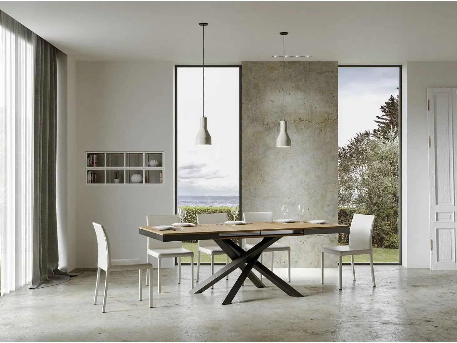 Mesa extensible 120/224x90 cm Volantis Evolution roble natural estructura et patas antracita