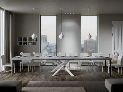 Mesa extensible 160/420x90 cm Volantis cemento patas blancas