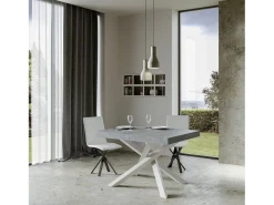 Mesa extensible 90x130/390 cm Volantis Premium Cemento estructura blanco