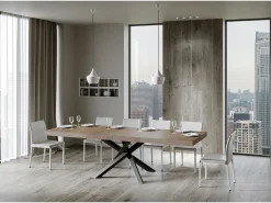 Mesa extensible 90x200/460 cm Volantis Premium Nogal estructura Antracita