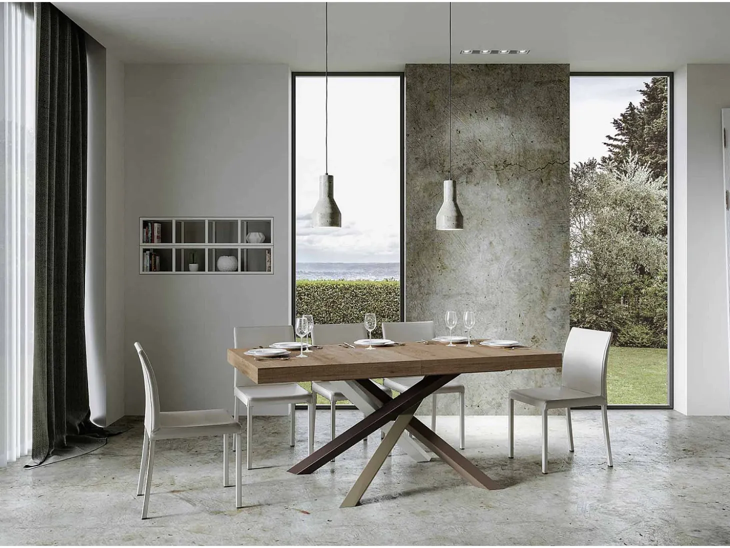Mesa extensible 180/284x90 cm Volantis roble natural patas multicolor 4/C