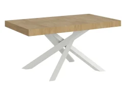 Mesa extensible 200/304x90 cm Volantis roble natural patas blancas