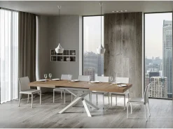 Mesa extensible 200/304x90 cm Volantis roble natural patas blancas