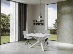 Mesa extensible 130/234x90 cm Volantis fresno blanco patas blancas