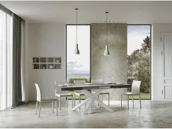 Mesa extensible 140/400x90 cm Volantis cemento patas blancas