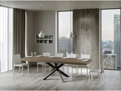 Mesa extensible 90x200/460 cm Volantis Premium gris paloma patas antracita