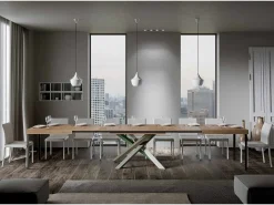 Mesa extensible 200/460x90 cm Volantis roble natural patas multicolor 4/A