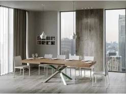 Mesa extensible 200/304x90 cm Volantis roble natural patas multicolor 4/A