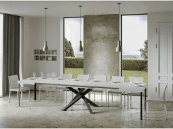 Mesa extensible 160/420x90 cm Volantis fresno blanco patas antracita