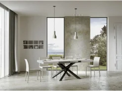Mesa extensible 160/420x90 cm Volantis fresno blanco patas antracita