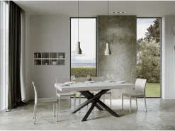 Mesa extensible 160/420x90 cm Volantis fresno blanco patas antracita