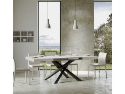 Mesa extensible 160/420x90 cm Volantis fresno blanco patas antracita