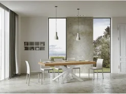Mesa extensible 90x130/234 cm Volantis Premium Roble Natural estructura blanco
