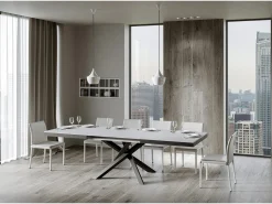 Mesa extensible 160/264x90 cm Volantis Evolution fresno blanco estructura et patas antracita