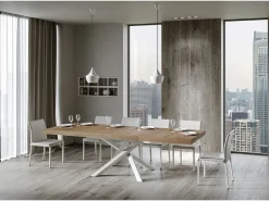 Mesa extensible 90x180/284 cm Volantis Premium Roble Natural estructura blanco