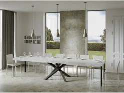Mesa extensible 90x130/390 cm Volantis Premium Fresno Blanco estructura Antracita