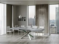Mesa extensible 140/400x90 cm Volantis cemento patas multicolor 4/A