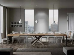 Mesa extensible 140/400x90 cm Volantis Premium roble natural patas multicolor 4/C