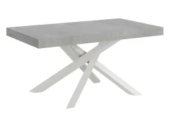 Mesa extensible 200/304x90 cm Volantis cemento patas blancas