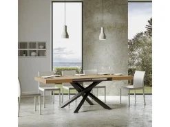 Mesa extensible 120/224x90 cm Volantis roble natural patas antracita