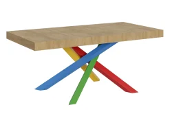 Mesa extensible 200/304x90 cm Volantis Premium roble natural patas multicolor 4/B