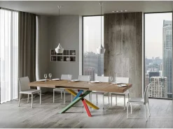 Mesa extensible 200/304x90 cm Volantis Premium roble natural patas multicolor 4/B