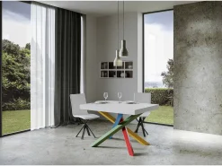 Mesa extensible 90x140/400 cm Volantis Premium Fresno Blanco estructura multicolor 4/B