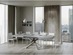 Mesa extensible 180/440x90 cm Volantis cemento patas multicolor 4/C